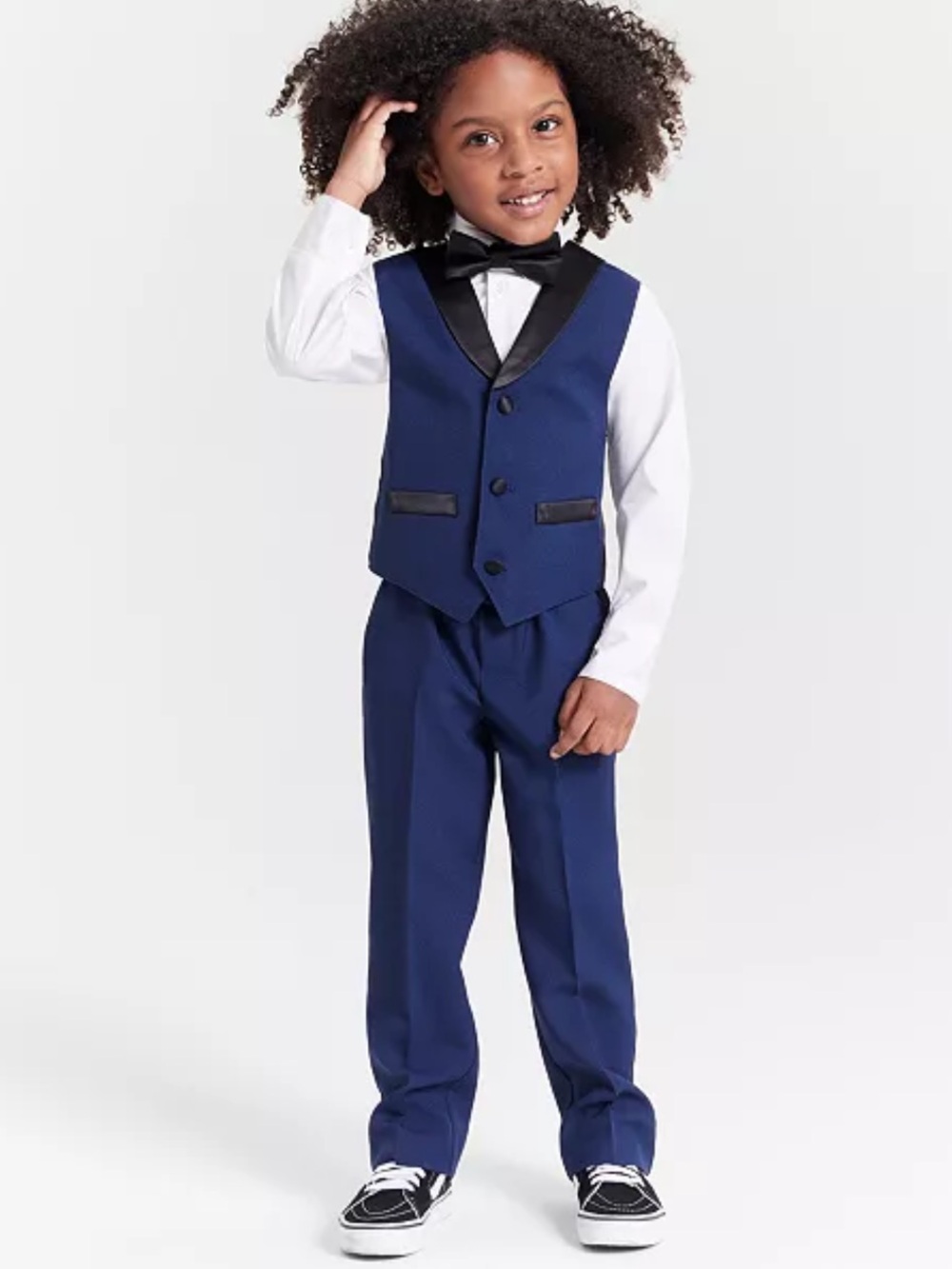 Nautica Boys 4 Piece Tuxedo Vest w/ Clip Tie